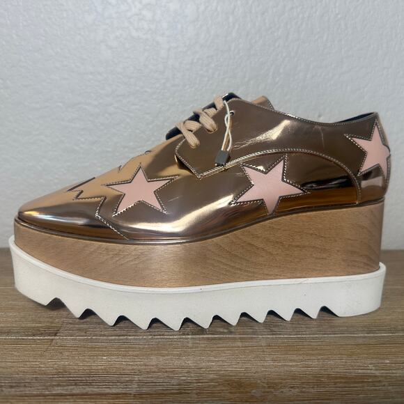 Stella McCartney Elyse Rose Gold Star Platforms, Glam Rock, EU size 39, US 9 - Picture 9 of 15